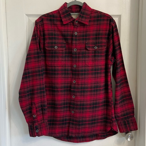 Jachs Men’s Flannel Size Small Red & Black Plaid Button Up Cabincore - Picture 1 of 7